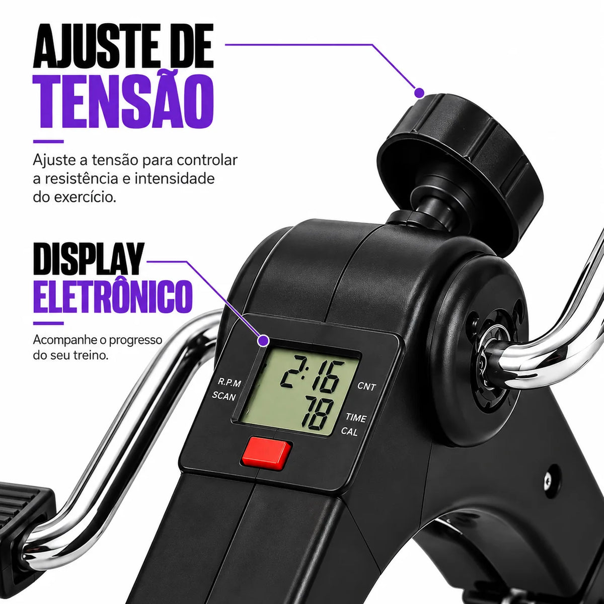 Mini Bicicleta Ergométrica para Fisioterapia de Pernas e Braços Com Monitor LCD